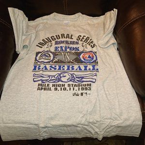 Super Dooper Ultra Epicly Rare Colorado Rockies Inaugural Series greay L t shirt